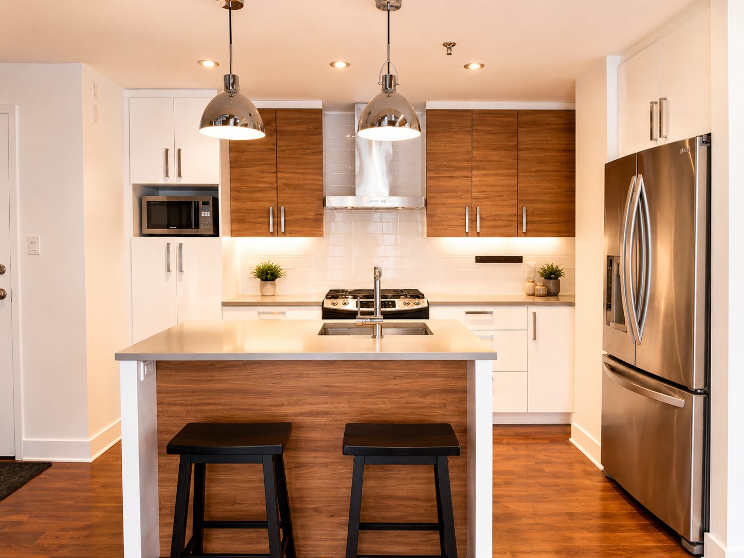 Kitchen and island