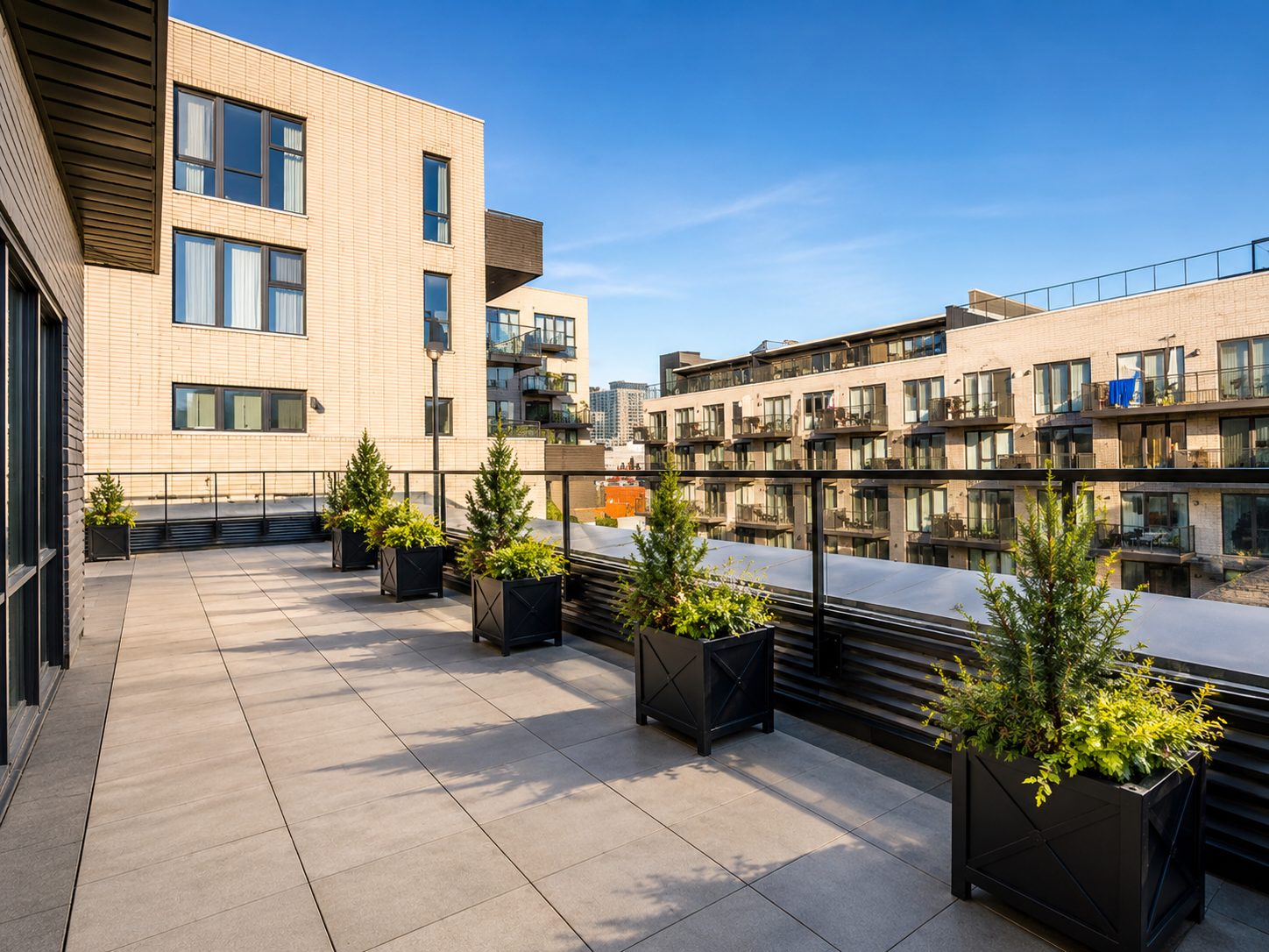 Terrace with urban views