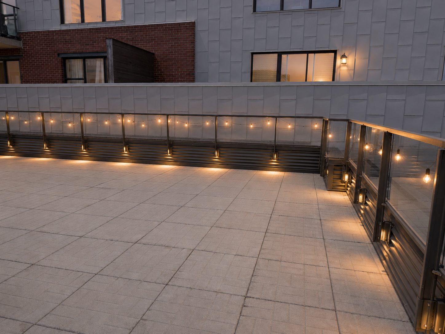 Private terrace at dusk